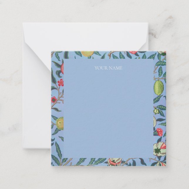 FLAT NOTECARD : WILLIAM MORRIS "BLUE POMEGRANATES" (Front)