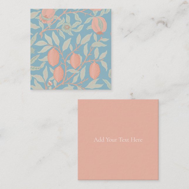 FLAT NOTECARD : WILLIAM MORRIS ; POMEGRANATES (Front/Back)