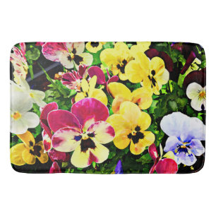 Flat of Pansies Mixed Colors Bath Mat