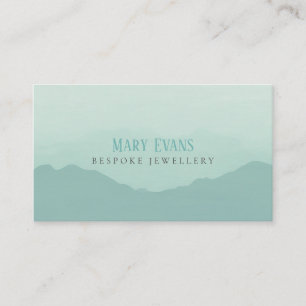 Flat painted green and blue mountains business card