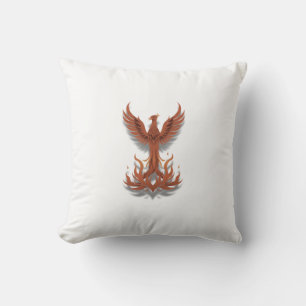 Flat Phoenix Illustration with Soft Shadows and Bo Throw Pillow