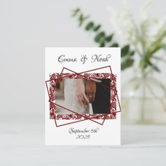 Flat Photo Maroon Modèle Carte de remerciements Ma