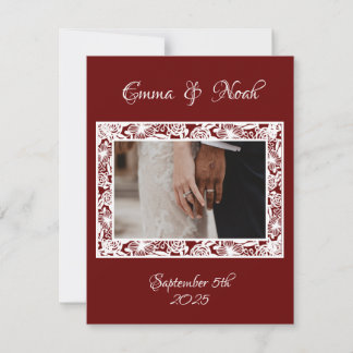 Flat Photo Template Wedding Thank You Card Maroon