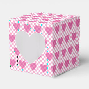 Flat Pink Heart Check Happy Valentine's Day Favor Box