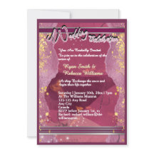 Flat Purple Marble Wedding Invitation 