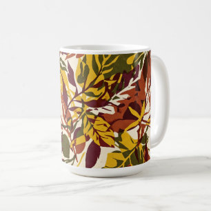 Flat Risograph Autumn Leaves Halloween Poster Coffee Mug