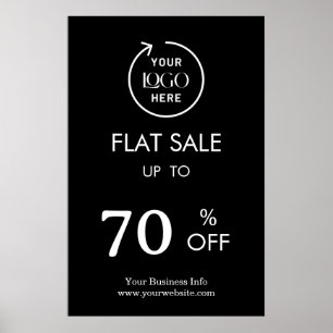 Flat Sale Business Event Store Discount Black Poster