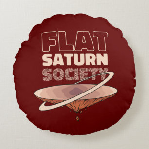 Flat Saturn Society - Science Design Round Pillow