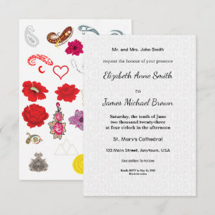 Flat Save Date Cards Floral Wedding Invite