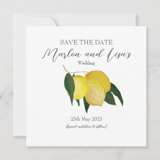 Flat Save The Date Card -Oil Painted Lemons