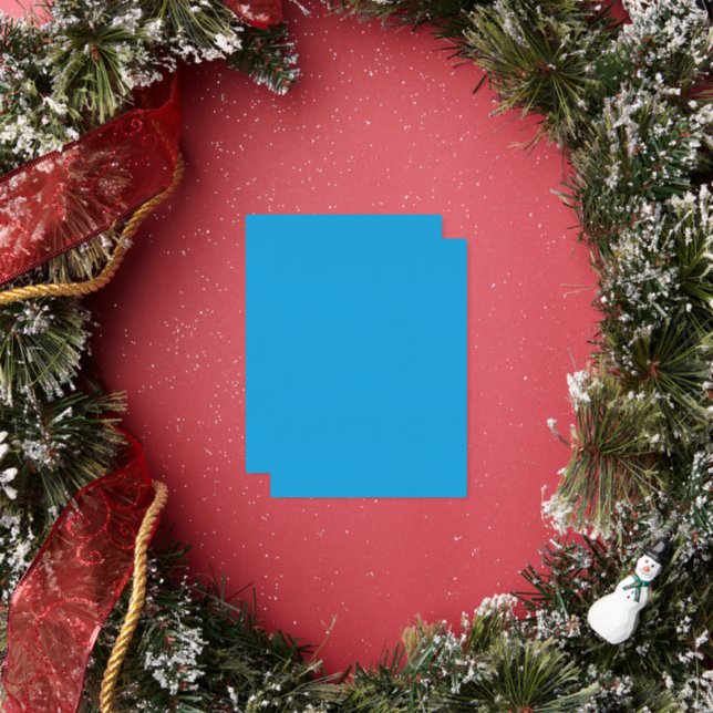 Flat Sky Blue Background for Web & Print Foil Holiday Postcard (Insitu)