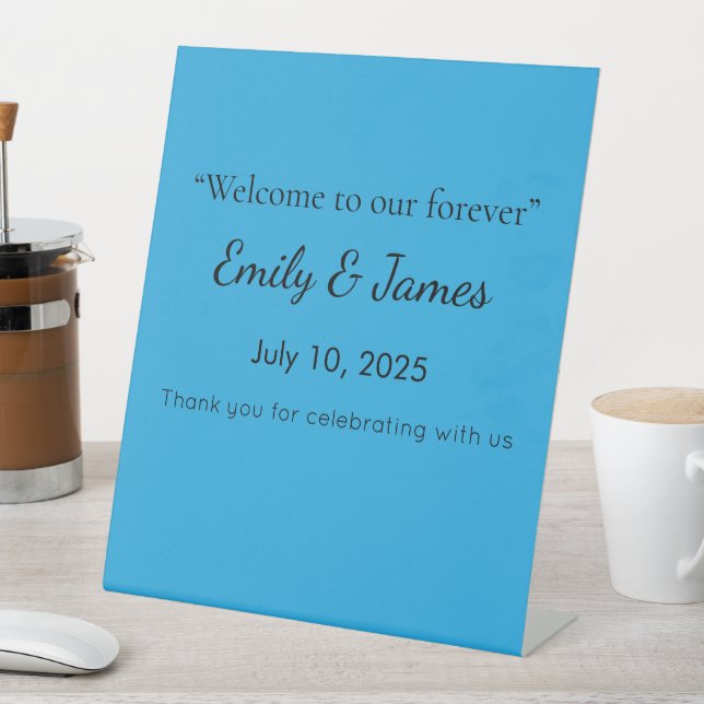 Flat Sky Blue Background for Web & Print Pedestal Sign (In SItu)