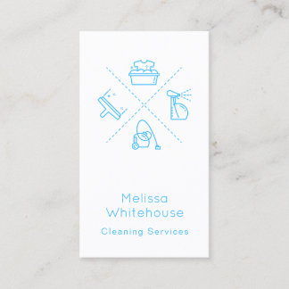 Flat Sleek Modern Cleaning Services Business Card