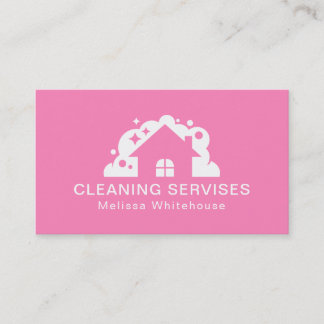 Flat Sleek Modern Cleaning Services Business Card