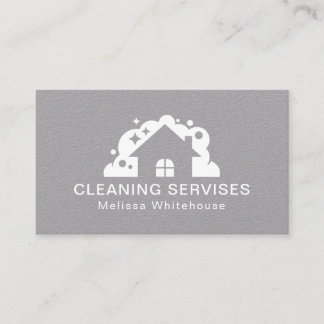 Flat Sleek Modern Cleaning Services Business Card