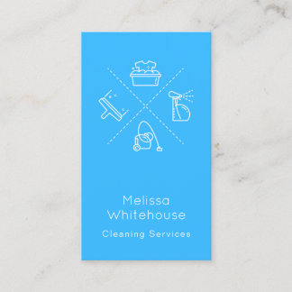Flat Sleek Modern Cleaning Services Business Card