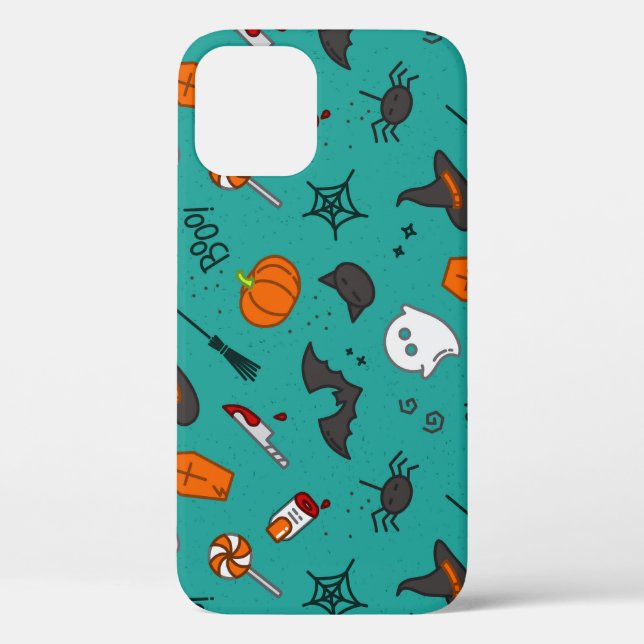 Flat-Style Halloween Turquoise Pattern. Case-Mate iPhone Case (Back)