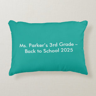 Flat Teal Background – Back-to-School Texture Accent Pillow