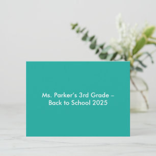 Flat Teal Background – Back-to-School Texture Invitation