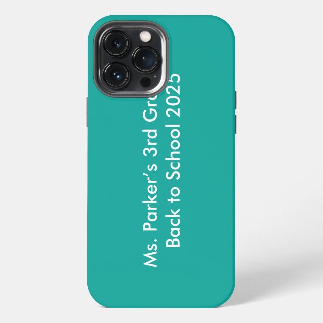 Flat Teal Background – Back-to-School Texture iPhone Case (Back)