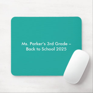 Flat Teal Background – Back-to-School Texture Mouse Pad