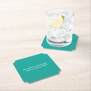 Flat Teal Background – Back-to-School Texture Paper Coaster