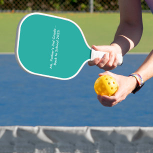 Flat Teal Background – Back-to-School Texture Pickleball Paddle