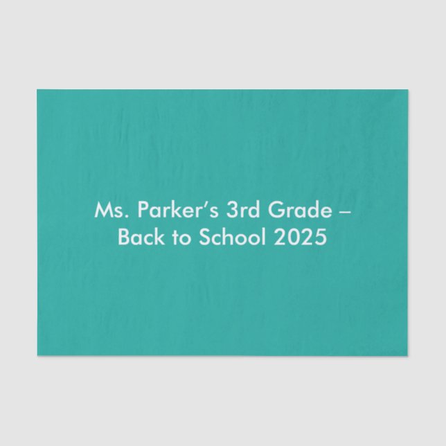 Flat Teal Background – Back-to-School Texture Tissue Paper (Front)