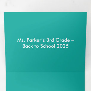 Flat Teal Background – Back-to-School Texture Tri-Fold Card