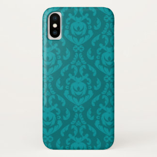 Flat Teal Damask Pattern Case-Mate iPhone Case