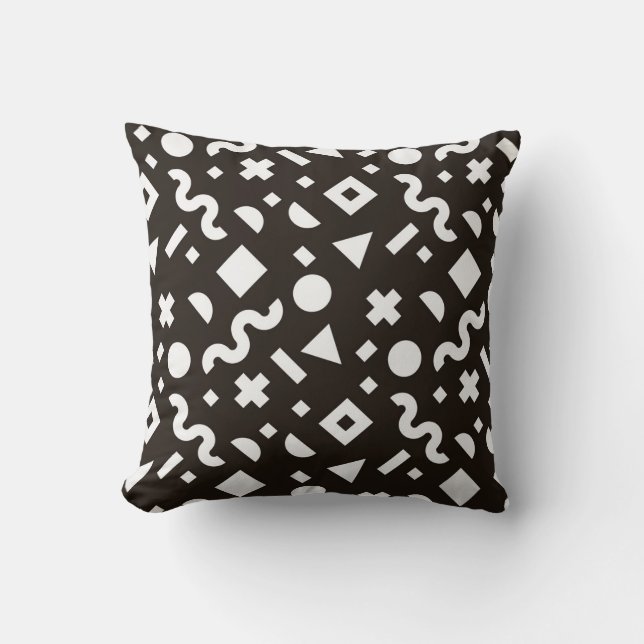 Flat texture of geometric colourful shapes. Monoch Throw Pillow (Front)