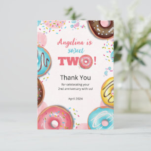 Flat Thank You 2nd Birthday Card.