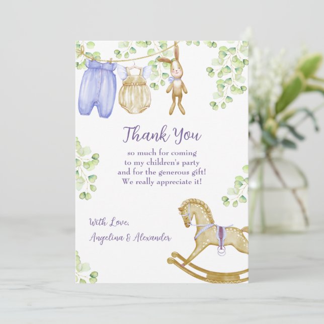 Flat Thank You Baby Shower Card (Standing Front)