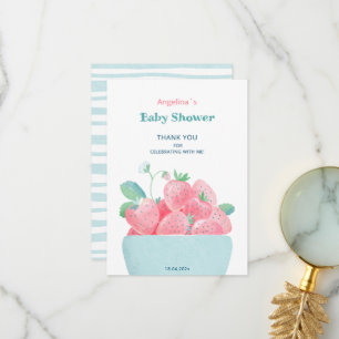 Flat Thank You Baby Shower Card Strawberries