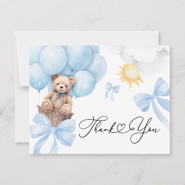 Flat Thank You Blue Bear Card  (Front)