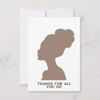 Flat Thank You Card (Blank on one side) - Woman 