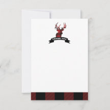 Flat Thank You Card Deer Buffalo Plaid