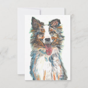 Flat Thank You Card- Dog- Australian Shepherd Card