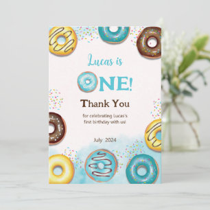 Flat Thank You Card for 1st birthday.