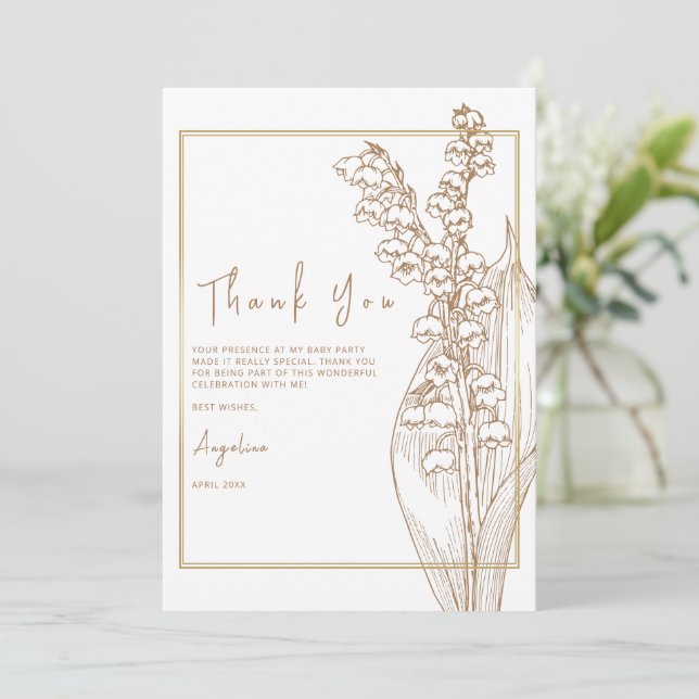 Flat Thank You Card for a bride shower. (Standing Front)