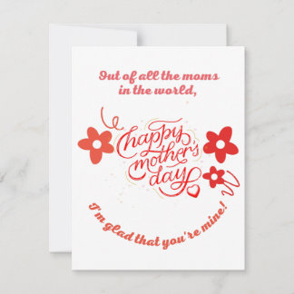 Flat Thank You Card, mothers day Card