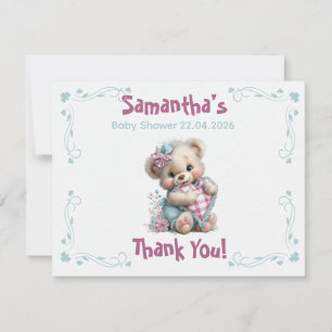 Flat Thank You Card Teddy Bear Baby Shower 