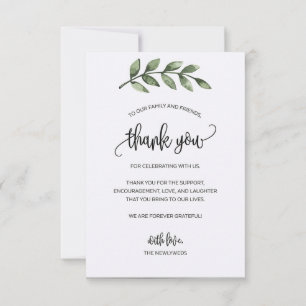 Flat Thank You Card With Leafy Work