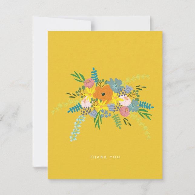 Flat Thank You Card - Yellow Botanical (Front)