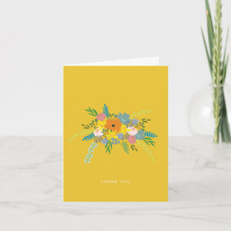 Flat Thank You Card -Yellow Botanical