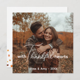 Flat Thanksgiving Card,Elegant Lettering Custom  Thank You Card