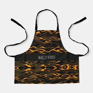 Flat Waves Yellow Monochromatic  Pattern Apron