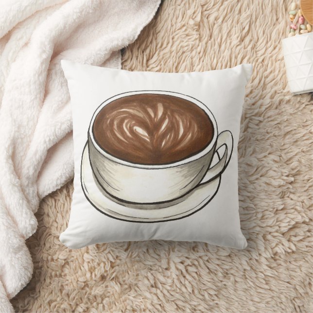 Flat White Latte Cappuccino Coffee Shop Barista Throw Pillow (Blanket)