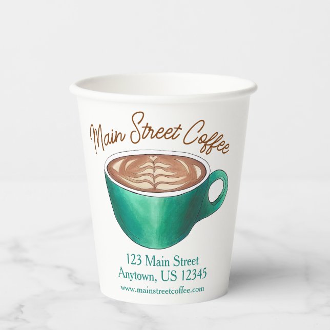 Flat White Latte Cappuccino Coffee Shop House Café Paper Cups (Front)