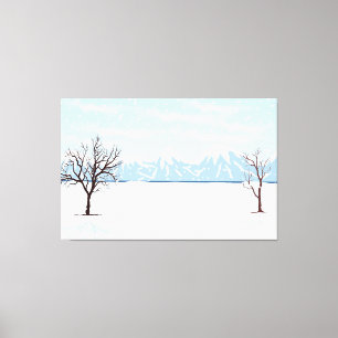 Flat winter landscape canvas print